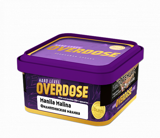 Табак для кальяна Burn Overdose – Manila Malina (Берн Филиппинская Малина) 200 гр.